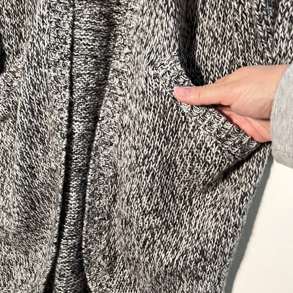H&M Boho/Office Chunky Knit Black/White 3/4 SLV Round Hem Open Front Cardigan S - Picture 3 of 14